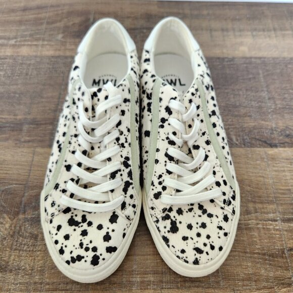 Madewell Sidewalk Sneakers Womens 8.5 Low Top Calf Hair Spotted Suede Lace Up - Picture 3 of 11